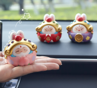 国潮兔儿爷创意礼物市集车载内饰树脂中控台汽车摆件