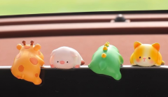 可爱动物汽车摆件树脂小摆件创意汽车车载中控台装饰办公桌面动物